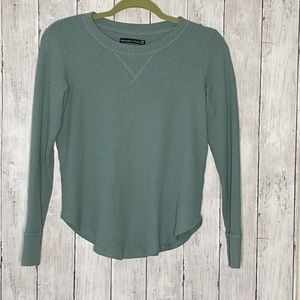 Abercrombie & Fitch Size XS waffle knit, thermal long sleeve Henley teal blue
